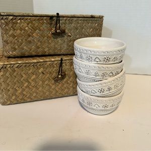 Set of 4 Festive Hallmark Dip Bowls, snowflakes and Christmas Trees